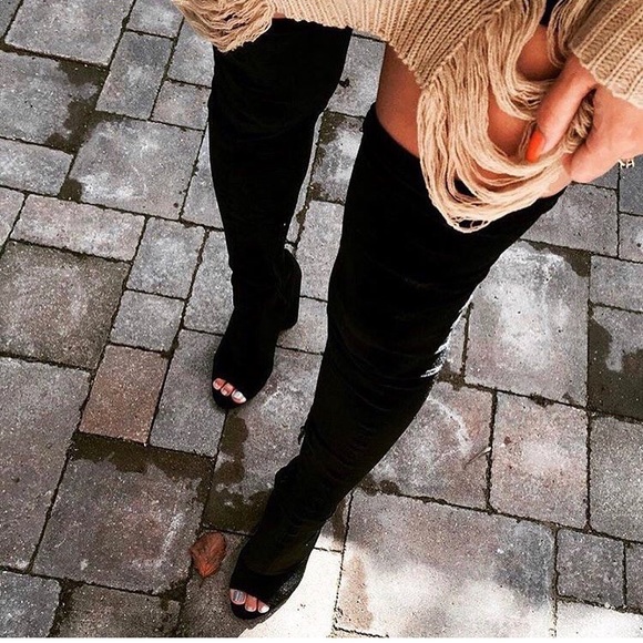 Shoes - Black over the Knee Thigh High Boot -LAST 5.5